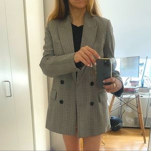 Zara double breasted plaid blazer Size XS